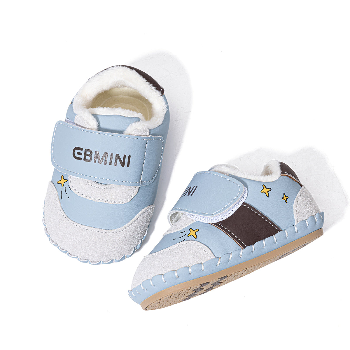 EBMINI Adorable Velcro Baby First Walker Shoes – Fleece-Lined, Lightweight & Comfy
