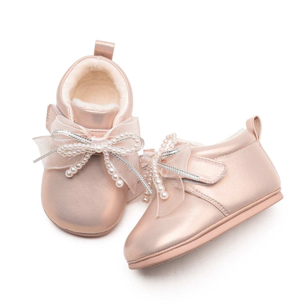 EBMINI Baby First Walker Shoes – Fleece Lined, Adorable Bow & Lightweight