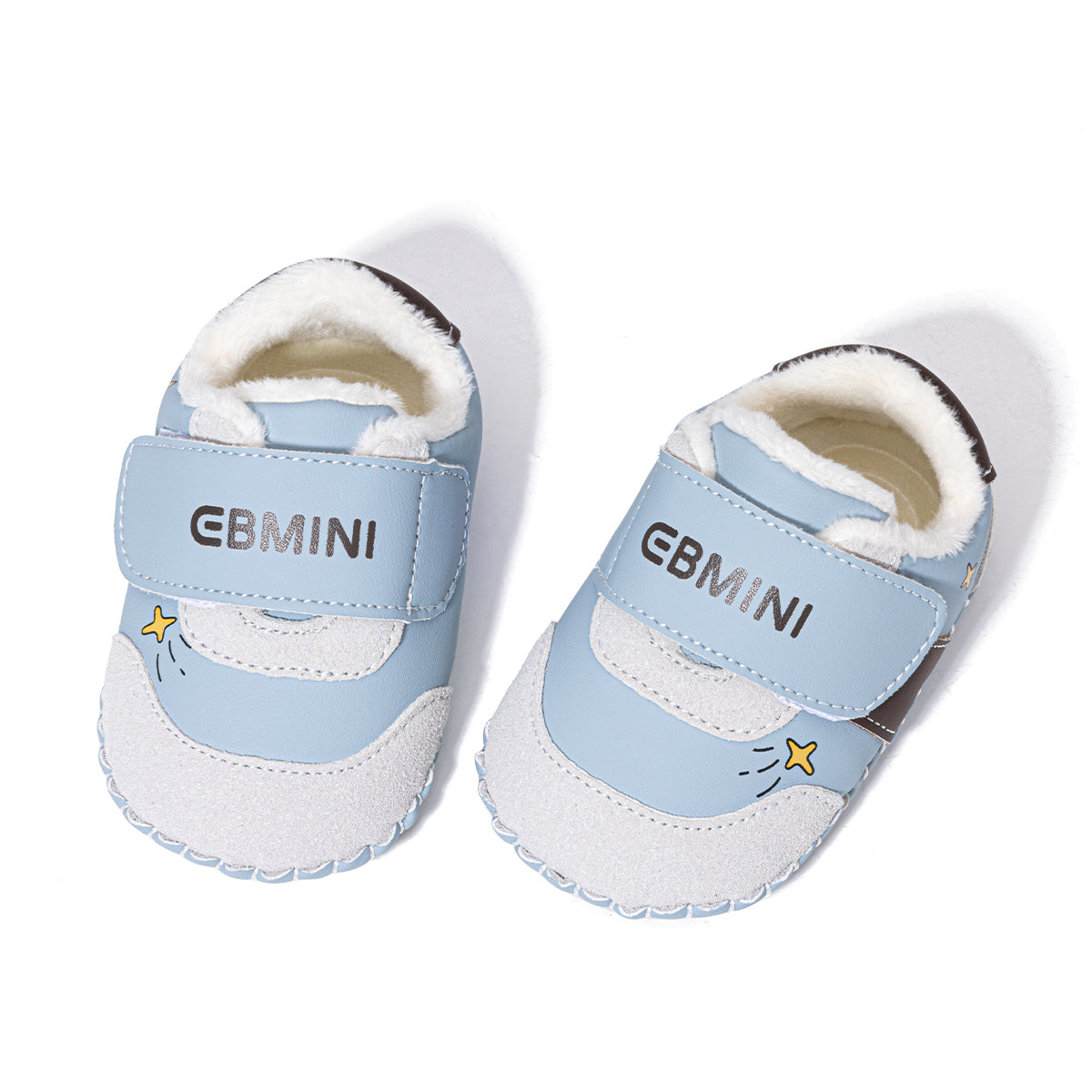 EBMINI Adorable Velcro Baby First Walker Shoes – Fleece-Lined, Lightweight & Comfy