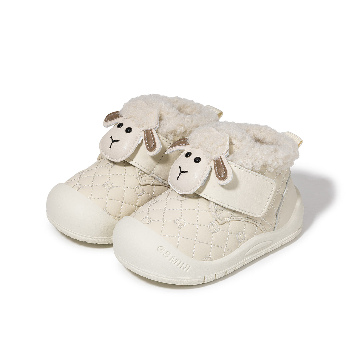 EBMINI  Kids’ First Step Shoes – Warm Lined, Cute Sheep Design & Easy Velcro