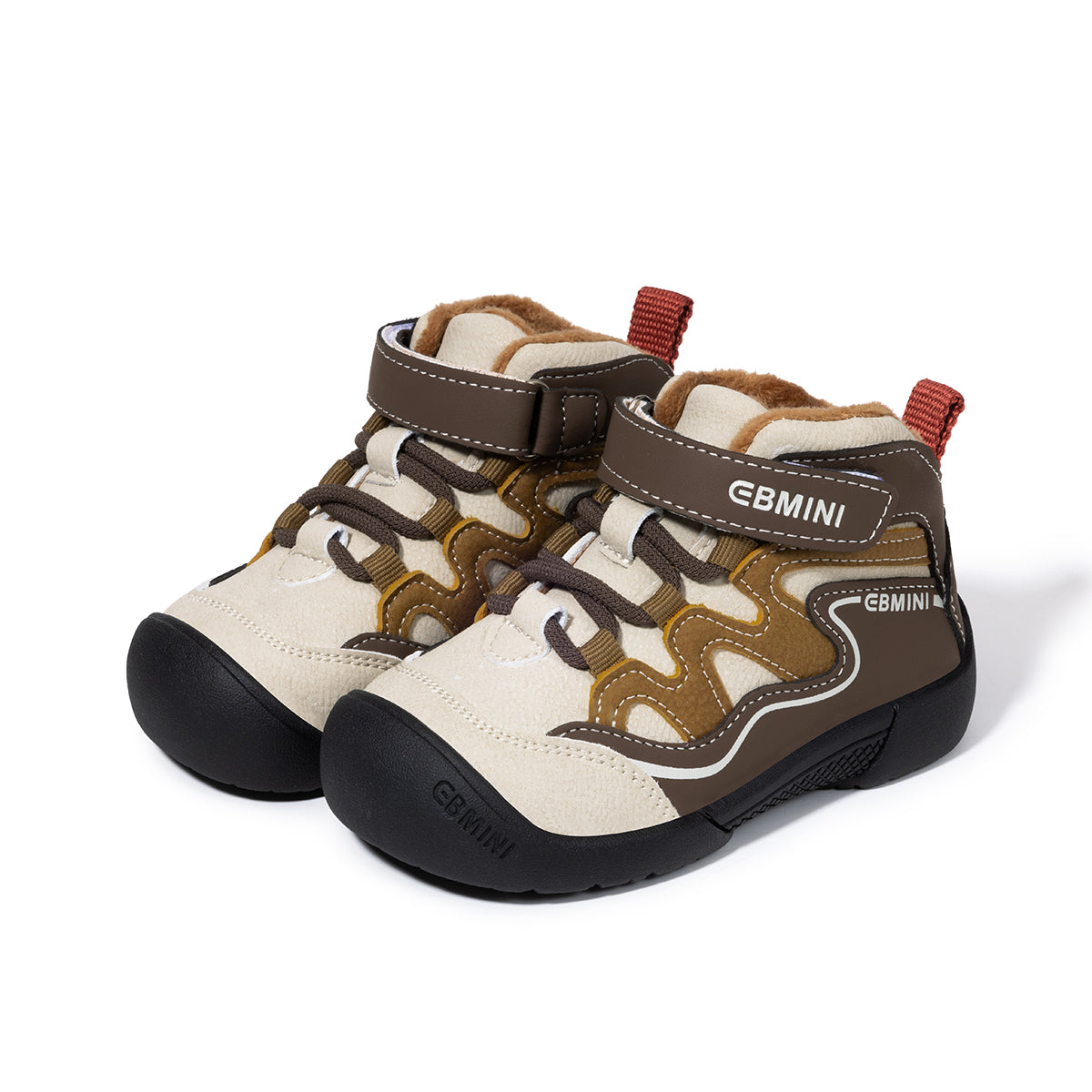 EBMINI Kids’ High-Top Trainers – Warm Fleece Lining, Non-Slip Sole & Easy On and Off