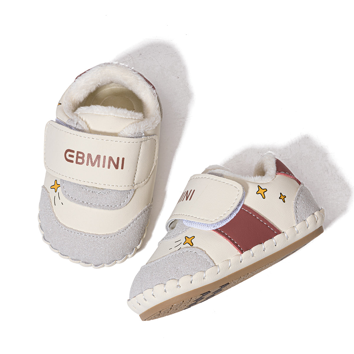 EBMINI Adorable Velcro Baby First Walker Shoes – Fleece-Lined, Lightweight & Comfy