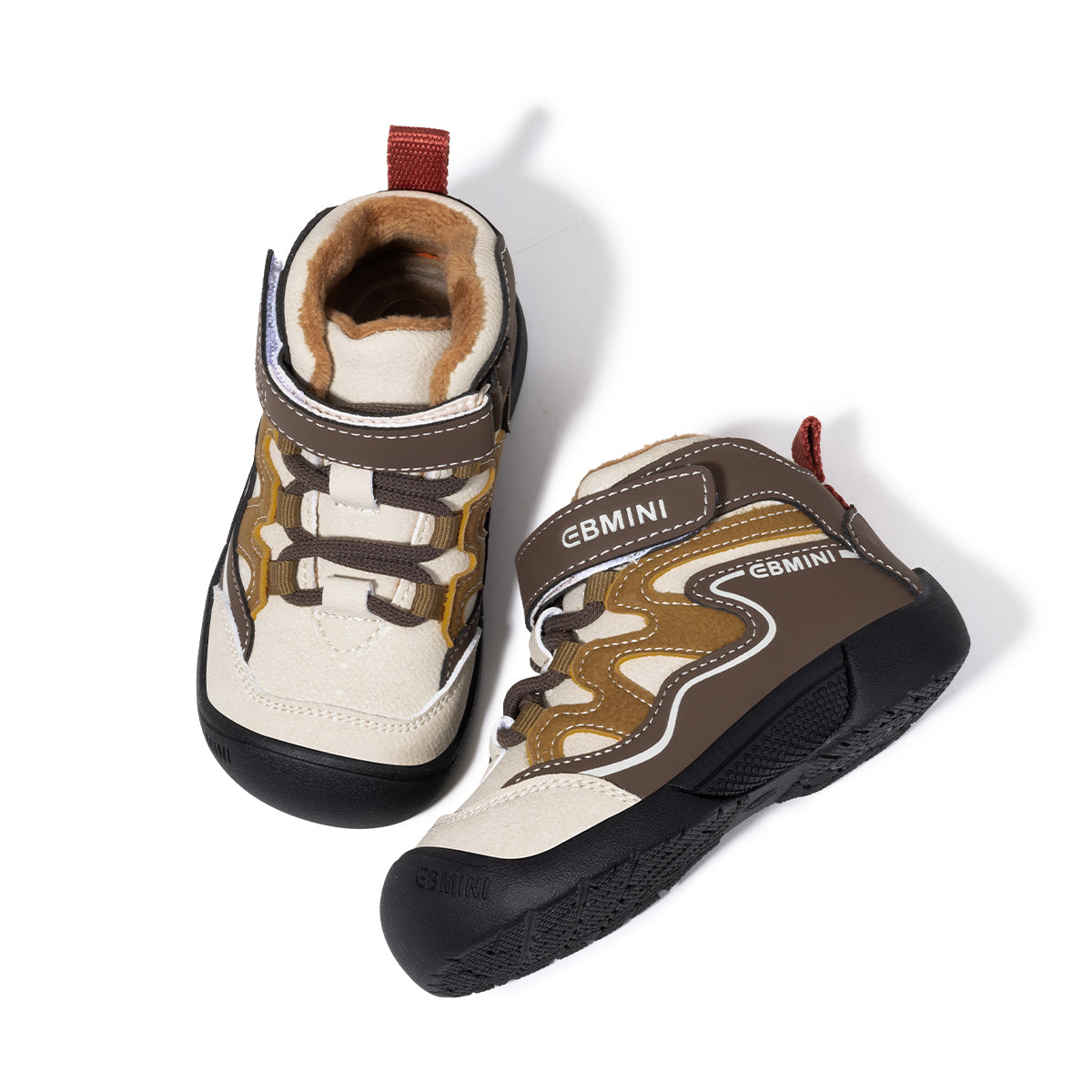 EBMINI Kids’ High-Top Trainers – Warm Fleece Lining, Non-Slip Sole & Easy On and Off