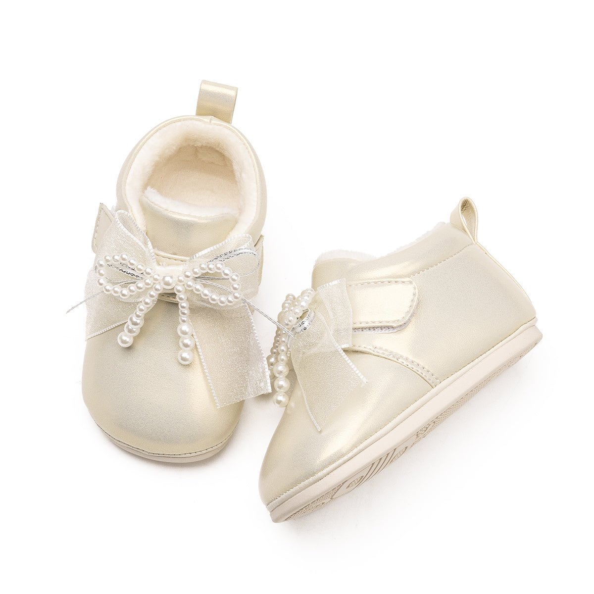 EBMINI Baby First Walker Shoes – Fleece Lined, Adorable Bow & Lightweight