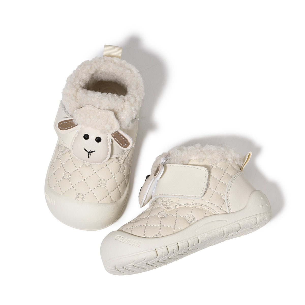 EBMINI  Kids’ First Step Shoes – Warm Lined, Cute Sheep Design & Easy Velcro