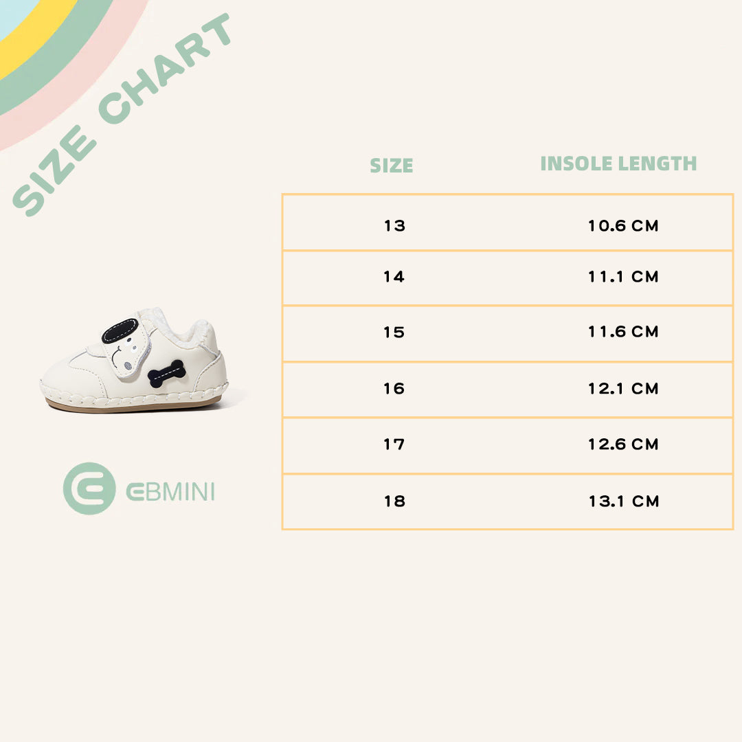 EBMINI Kids’ First Walker Shoes – Cute Dog Design, Soft & Lightweight with Easy Velcro Fastening