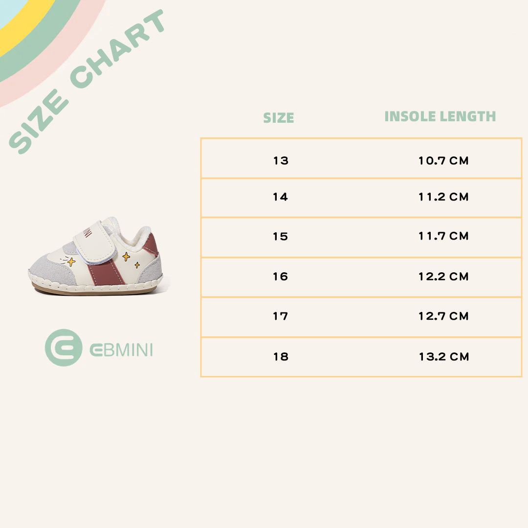 EBMINI Adorable Velcro Baby First Walker Shoes – Fleece-Lined, Lightweight & Comfy