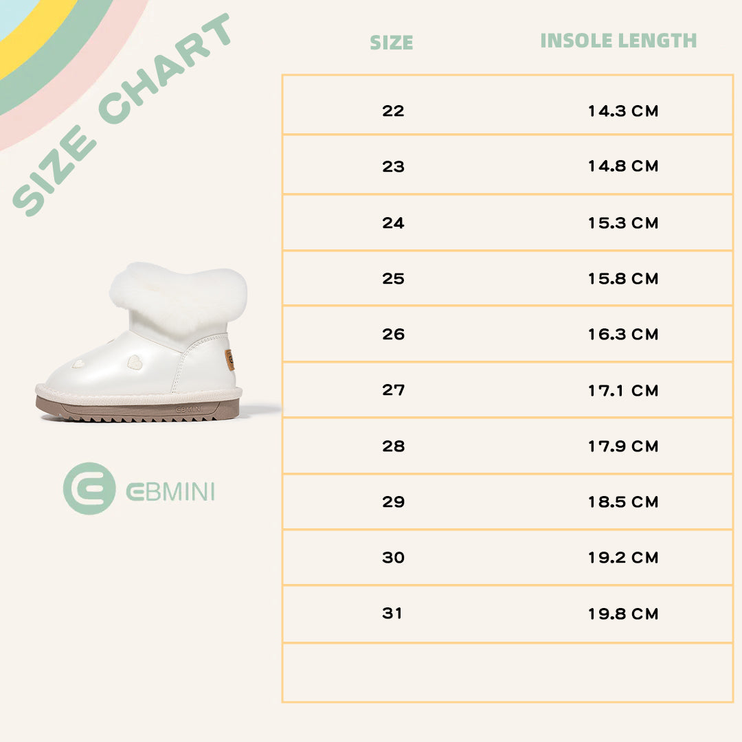 EBMINI Kids’ Snow Boots – Non-Slip, Fleece-Lined & Adorably Heart-Designed