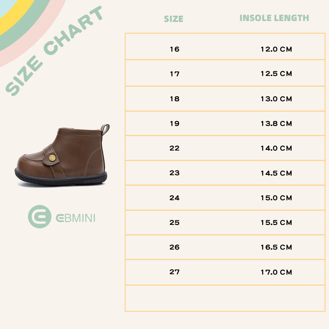 EBMINI – Leather Boots for Toddlers with Warm Fleece Lining & Easy Side Zip