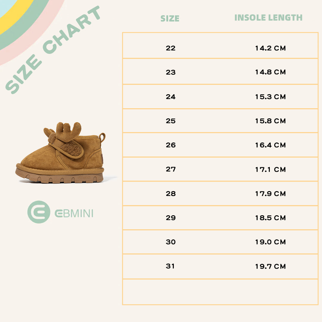 EBMINI  Kids’ Warm Boots – Fleece-Lined, Lightweight & Cute Antler Design