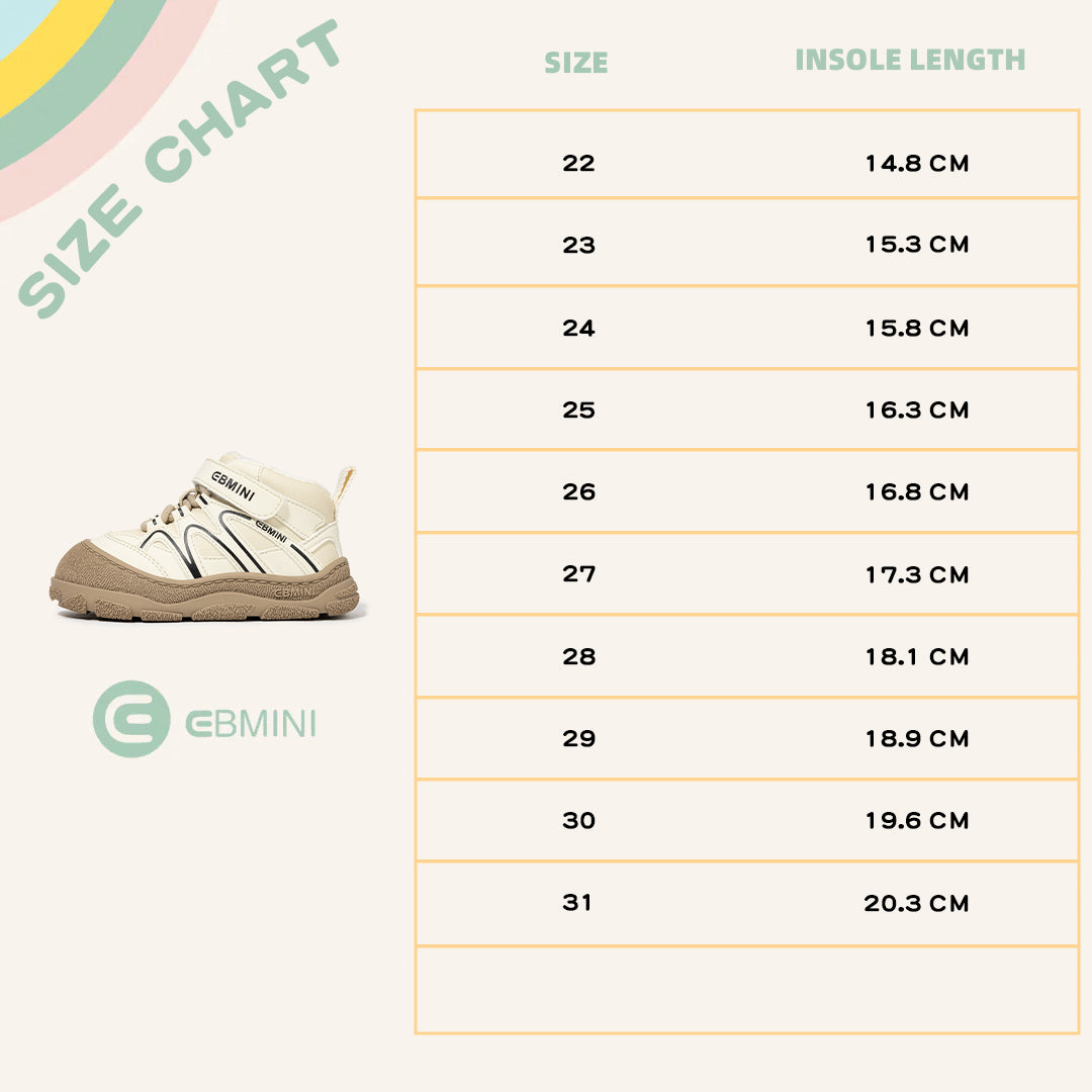 EBMINI Kids’ High-Top Boots – Warm Lined Interior, Waterproof Upper & Easy Velcro Fastening