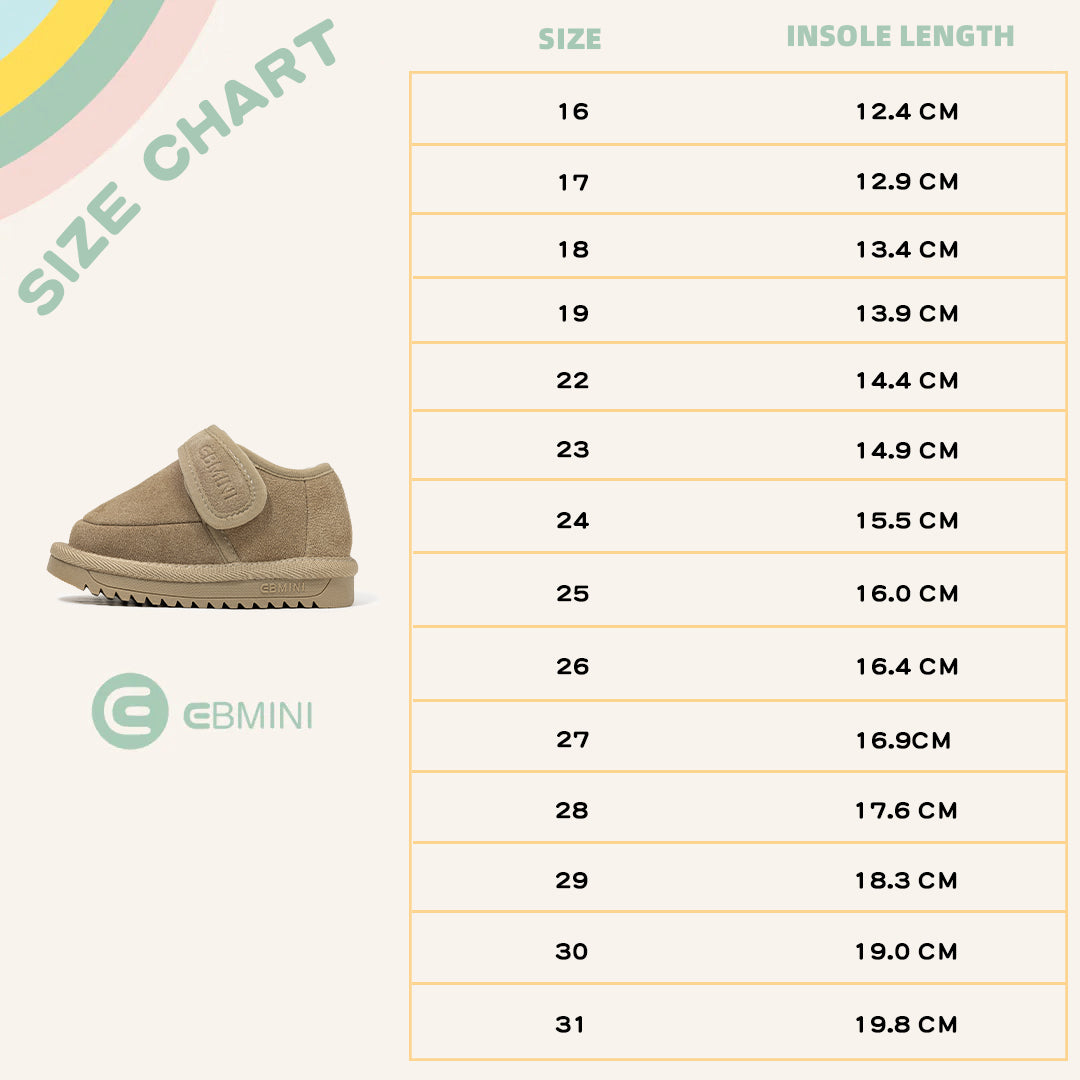 EBMINI  Kids’ Velcro Shoes – Fleece-Lined, Non-Slip & Easy to Put On and Take Off