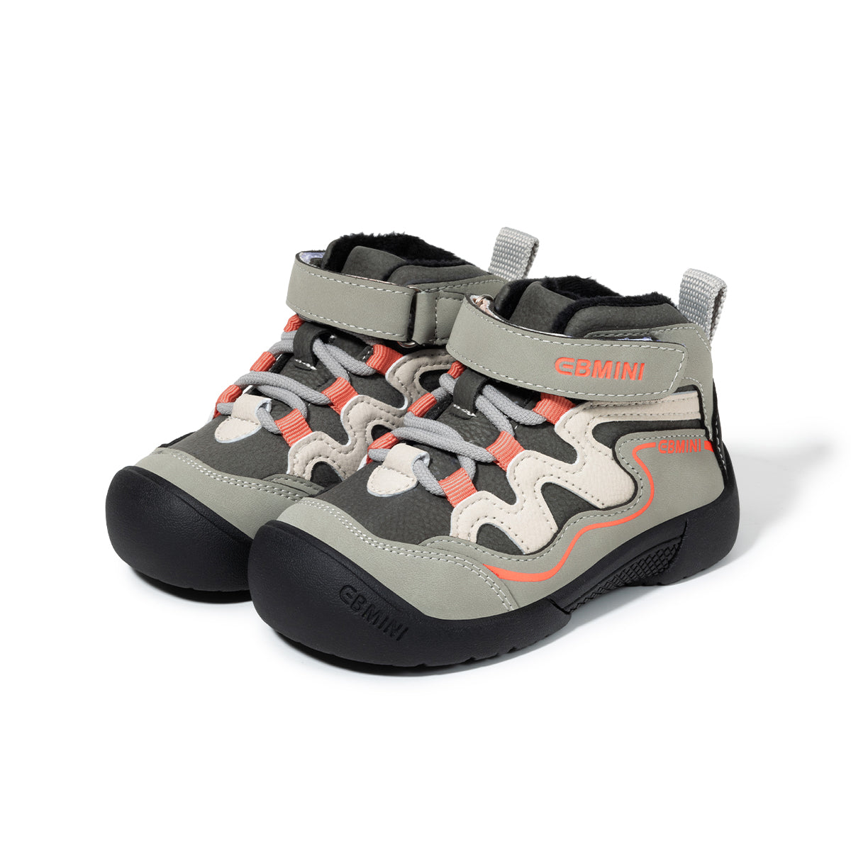 EBMINI Kids’ High-Top Trainers – Warm Fleece Lining, Non-Slip Sole & Easy On and Off