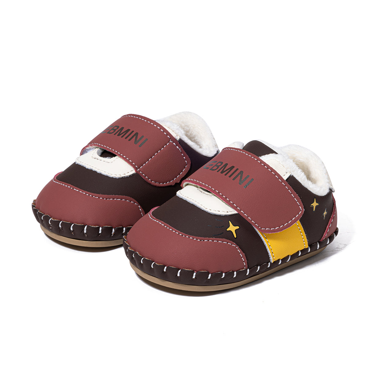 EBMINI Adorable Velcro Baby First Walker Shoes – Fleece-Lined, Lightweight & Comfy
