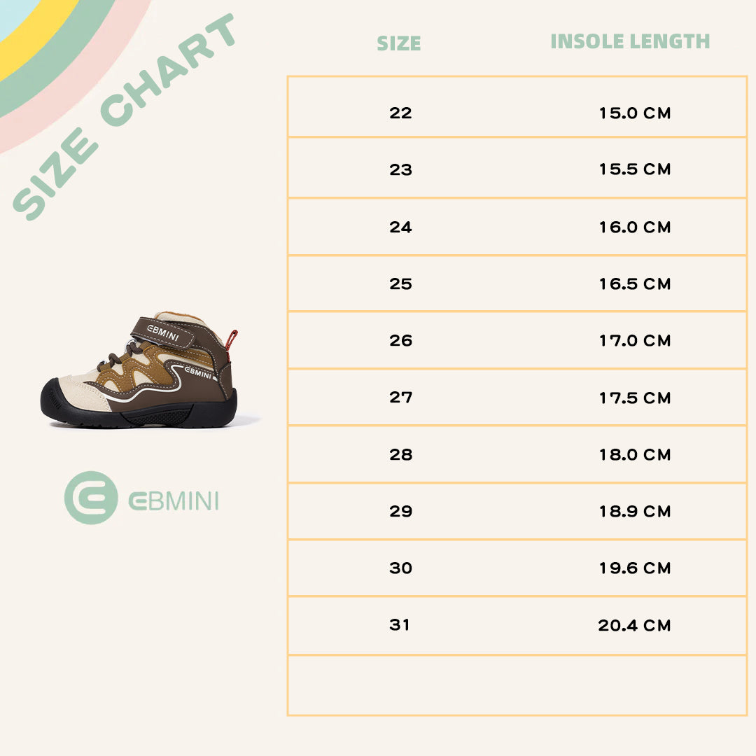 EBMINI Kids’ High-Top Trainers – Warm Fleece Lining, Non-Slip Sole & Easy On and Off