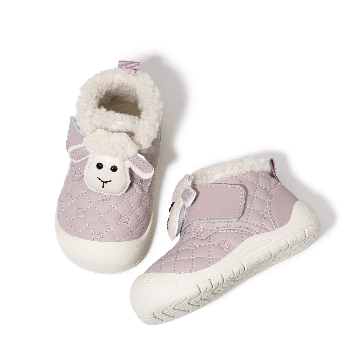 EBMINI  Kids’ First Step Shoes – Warm Lined, Cute Sheep Design & Easy Velcro
