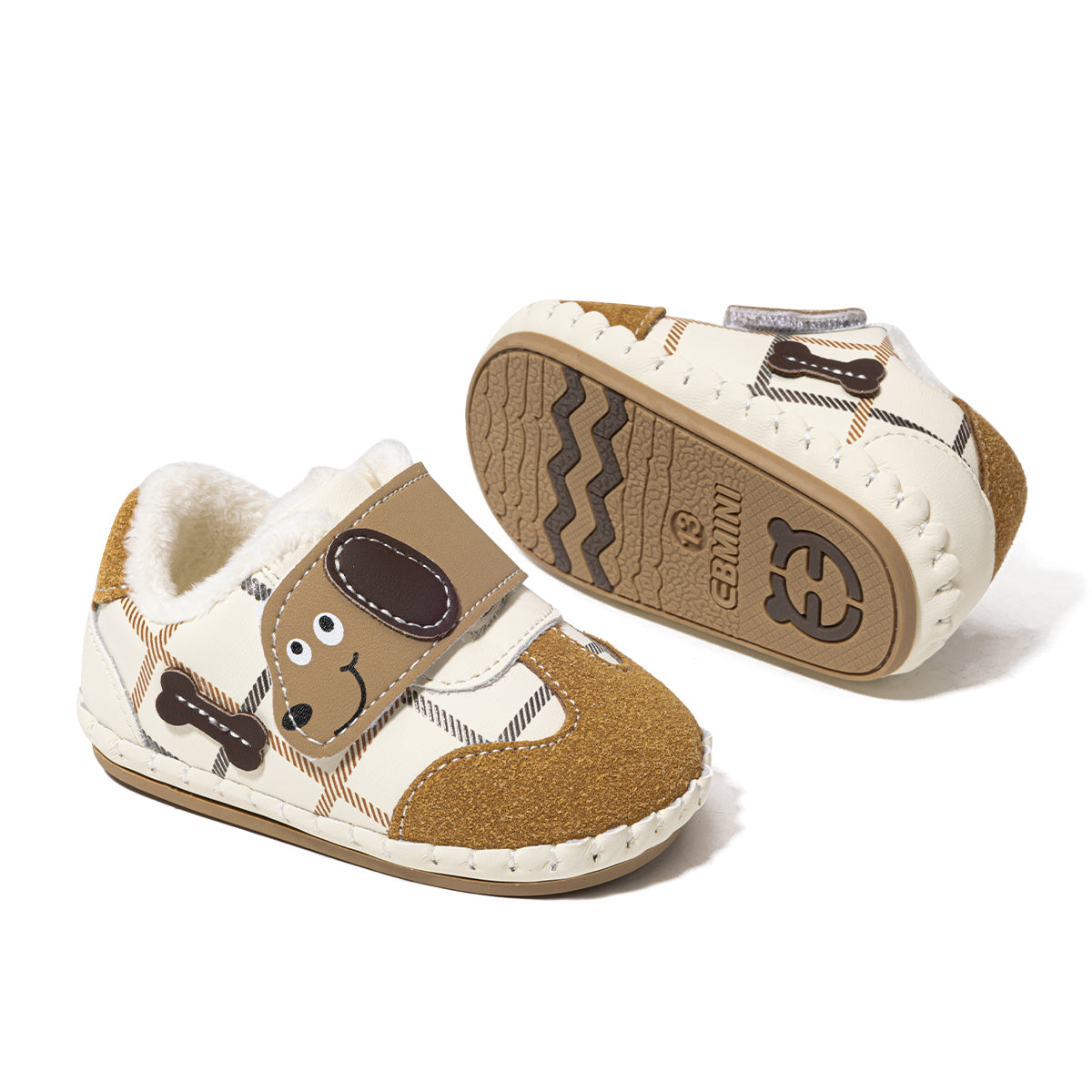 EBMINI Kids’ First Walker Shoes – Cute Dog Design, Soft & Lightweight with Easy Velcro Fastening