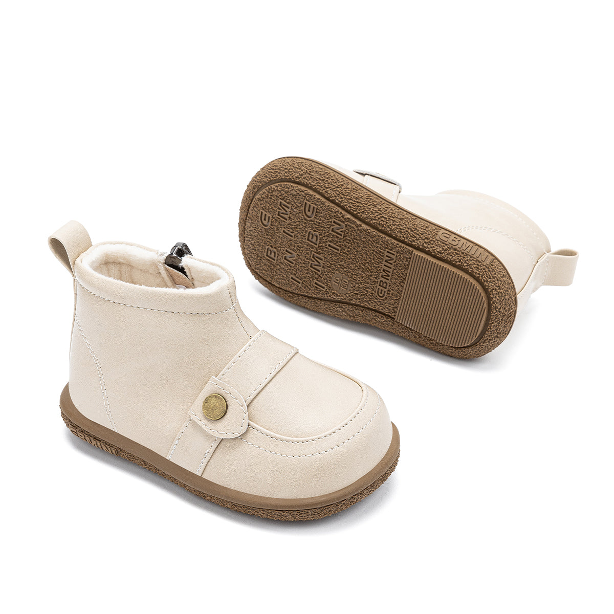 EBMINI – Leather Boots for Toddlers with Warm Fleece Lining & Easy Side Zip