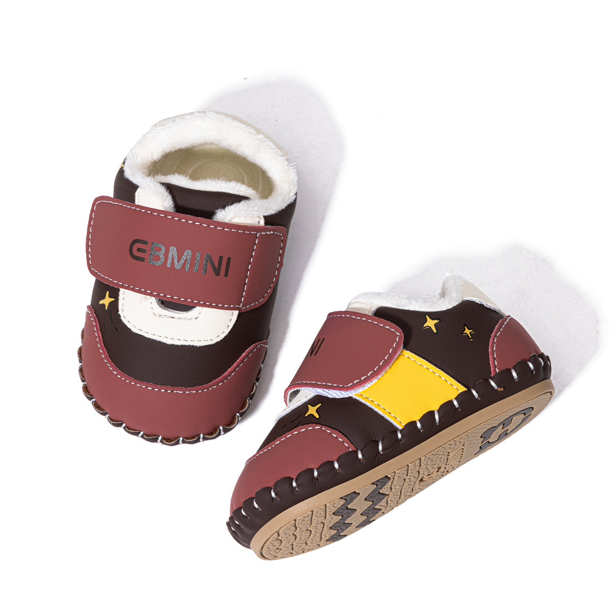EBMINI Adorable Velcro Baby First Walker Shoes – Fleece-Lined, Lightweight & Comfy