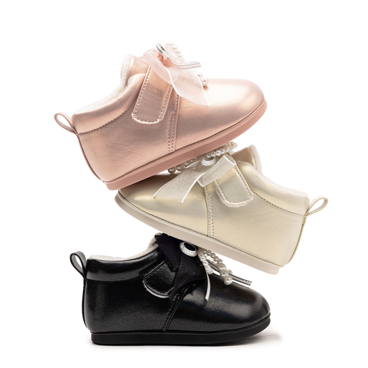 EBMINI Baby First Walker Shoes – Fleece Lined, Adorable Bow & Lightweight