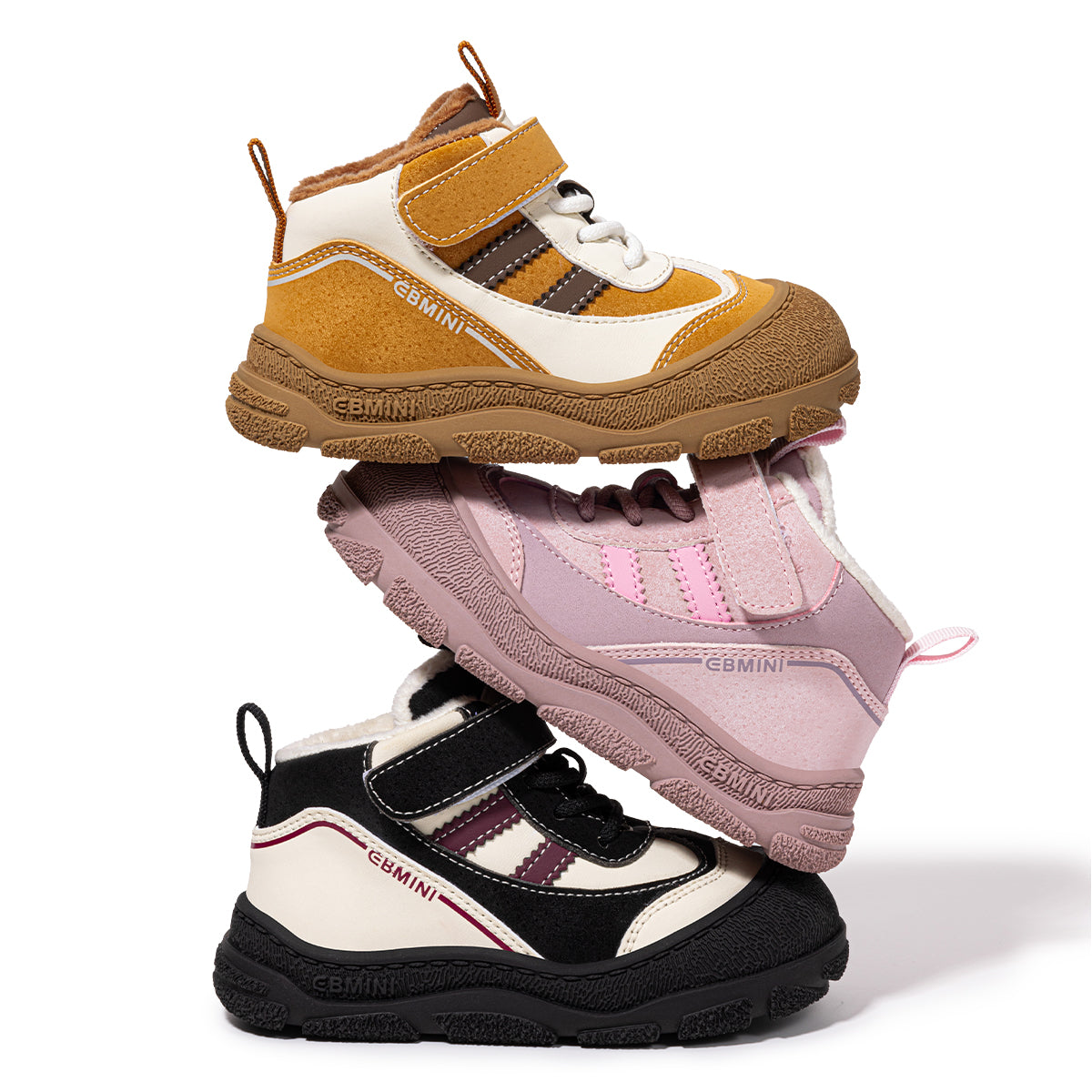 EBMINI  Kids’ Fleece-Lined Trainers – Lightweight & Easy On with Velcro Strap
