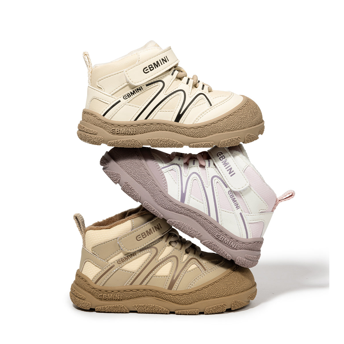 EBMINI Kids’ High-Top Boots – Warm Lined Interior, Waterproof Upper & Easy Velcro Fastening