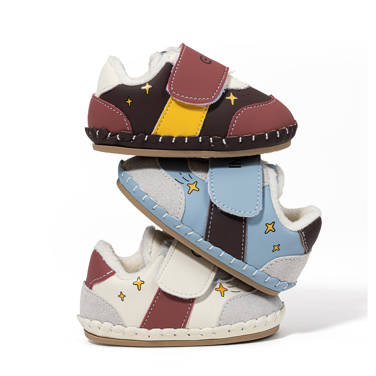 EBMINI Adorable Velcro Baby First Walker Shoes – Fleece-Lined, Lightweight & Comfy