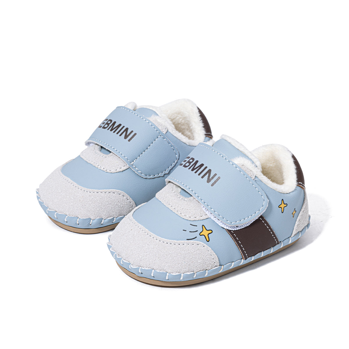 EBMINI Adorable Velcro Baby First Walker Shoes – Fleece-Lined, Lightweight & Comfy