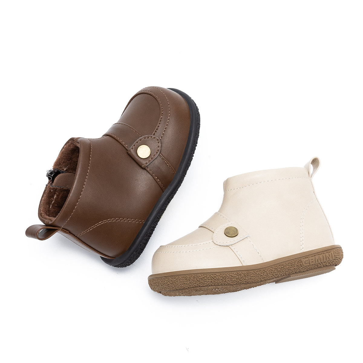 EBMINI – Leather Boots for Toddlers with Warm Fleece Lining & Easy Side Zip