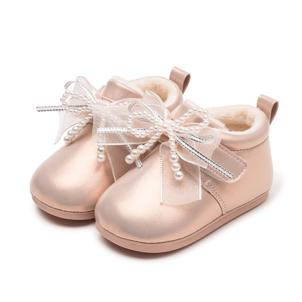 EBMINI Baby First Walker Shoes – Fleece Lined, Adorable Bow & Lightweight